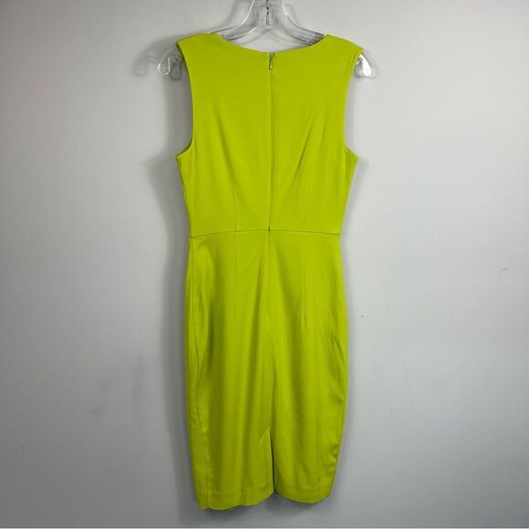 Universal Standard Raven Fitted V-neck Sleeveless Dress Lime Highlighter Green 4 - Picture 9 of 16